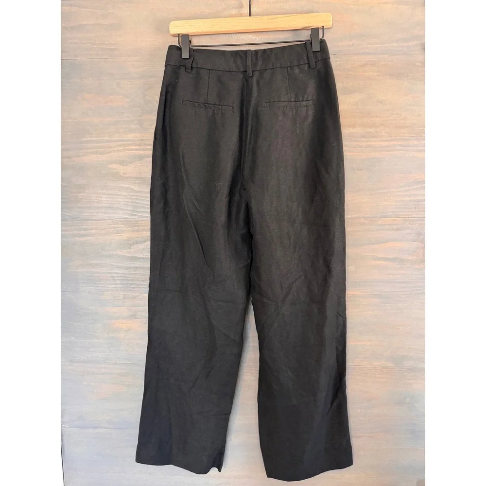 Aritzia Wilfred Effortless Pant Cruise Linen Black Wide Leg Trousers Size 6